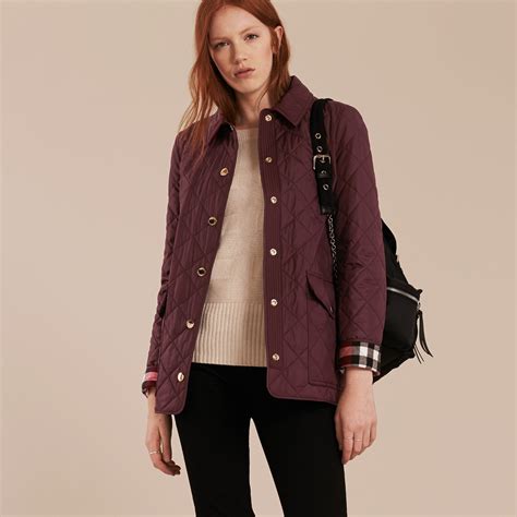 burgundy burberry long quilted zip-up jacket outfits bloggers|How To Wear Burberry Quilted Jacket .